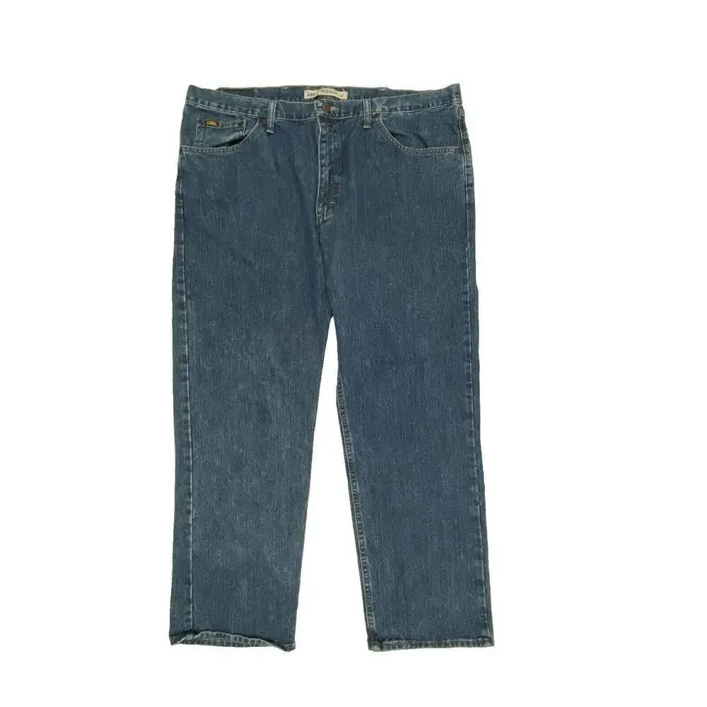Lee Regular Fit Men's size 42x30‎ Dark Wash Blue Denim Jeans
